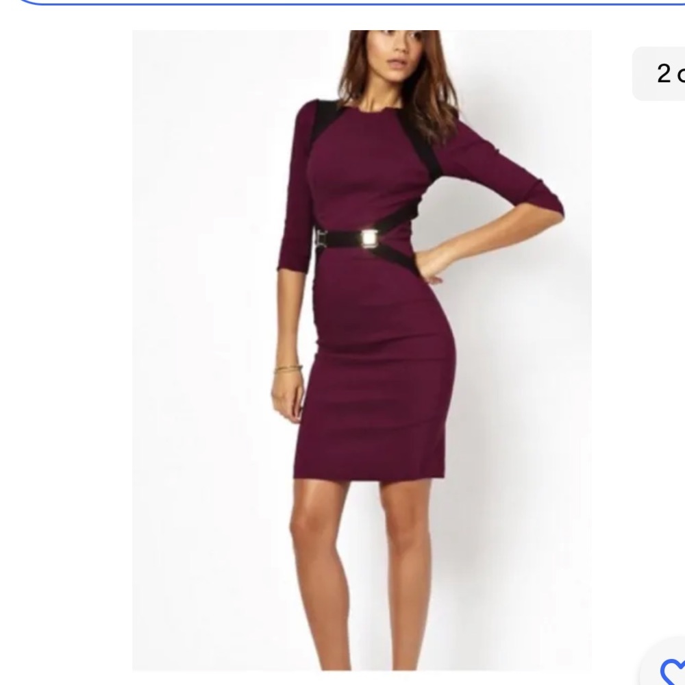 ASOS PAPER DOLL purple black harnes dress size 6 pinup casual 3/4 sleeves N15